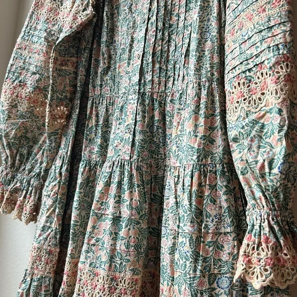 NWT RARE Ulla Johnson Orange Green Ruffle Embroidered Eyelet Marisol dress Sz 6 - Picture 4 of 13